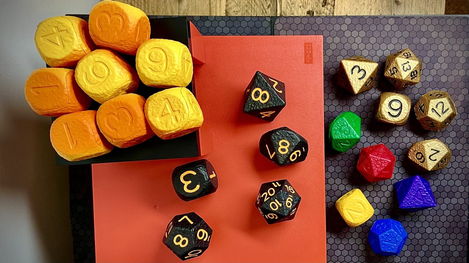 All Asteroid Dice sets over an AdapTableTop