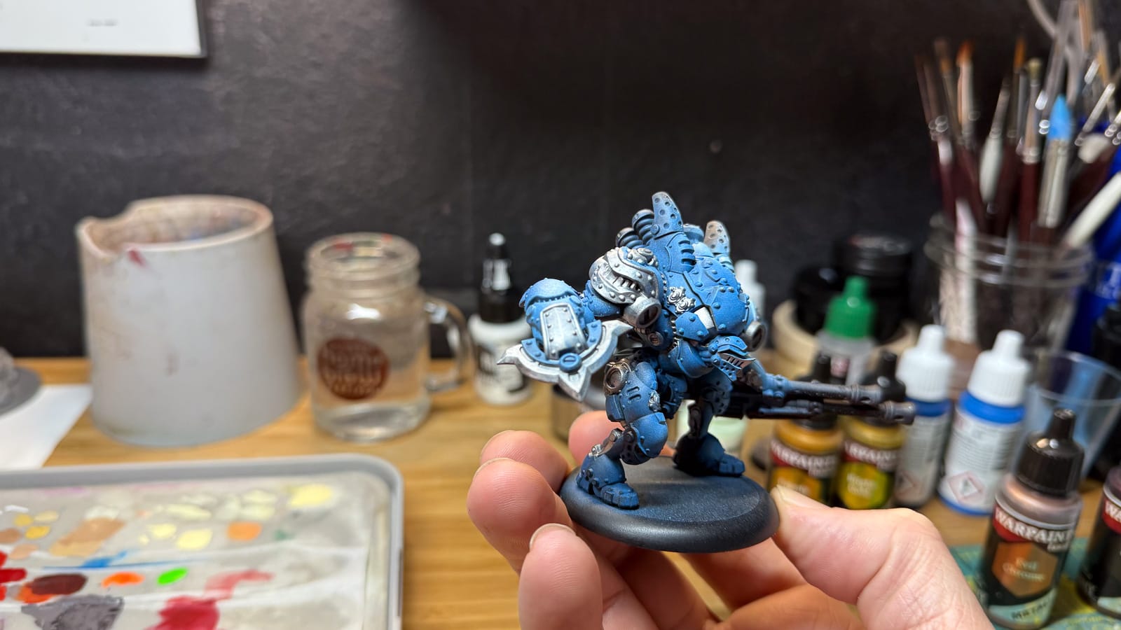 A photo of paints added to a Warmachine model