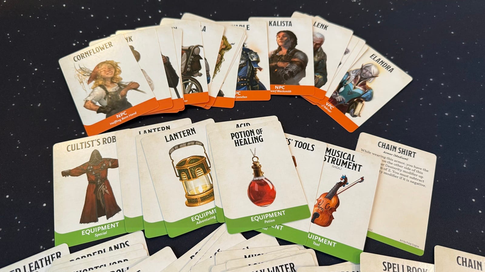 A selection of NPC and item cards from the Dungeons & Dragons Starter Set: Heroes of the Borderlands set.