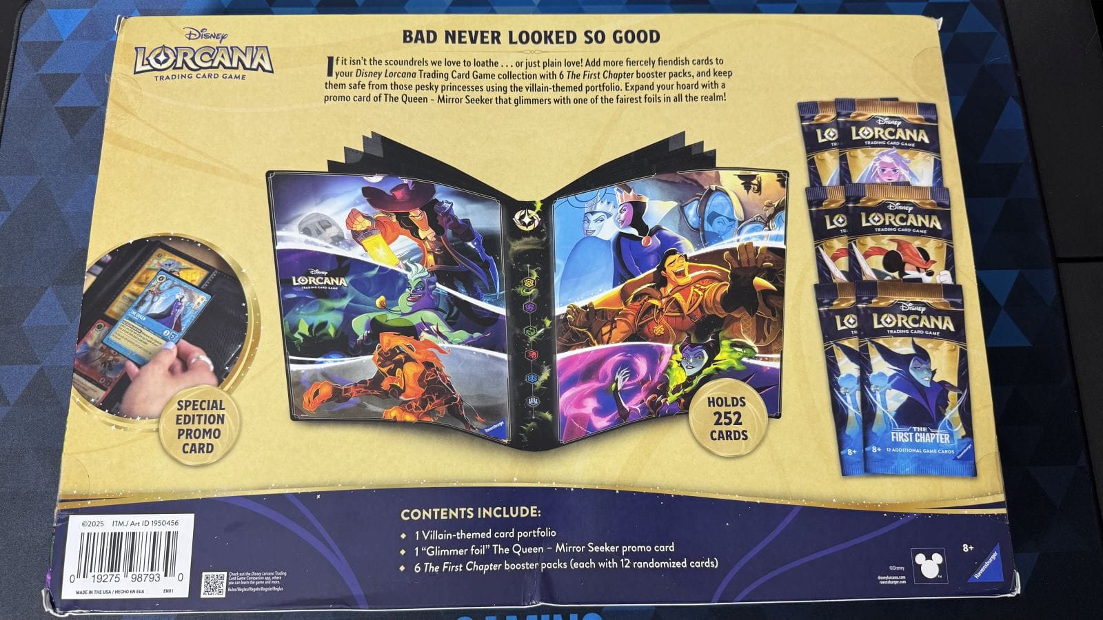 The back of the product box shows the full contents of the package.