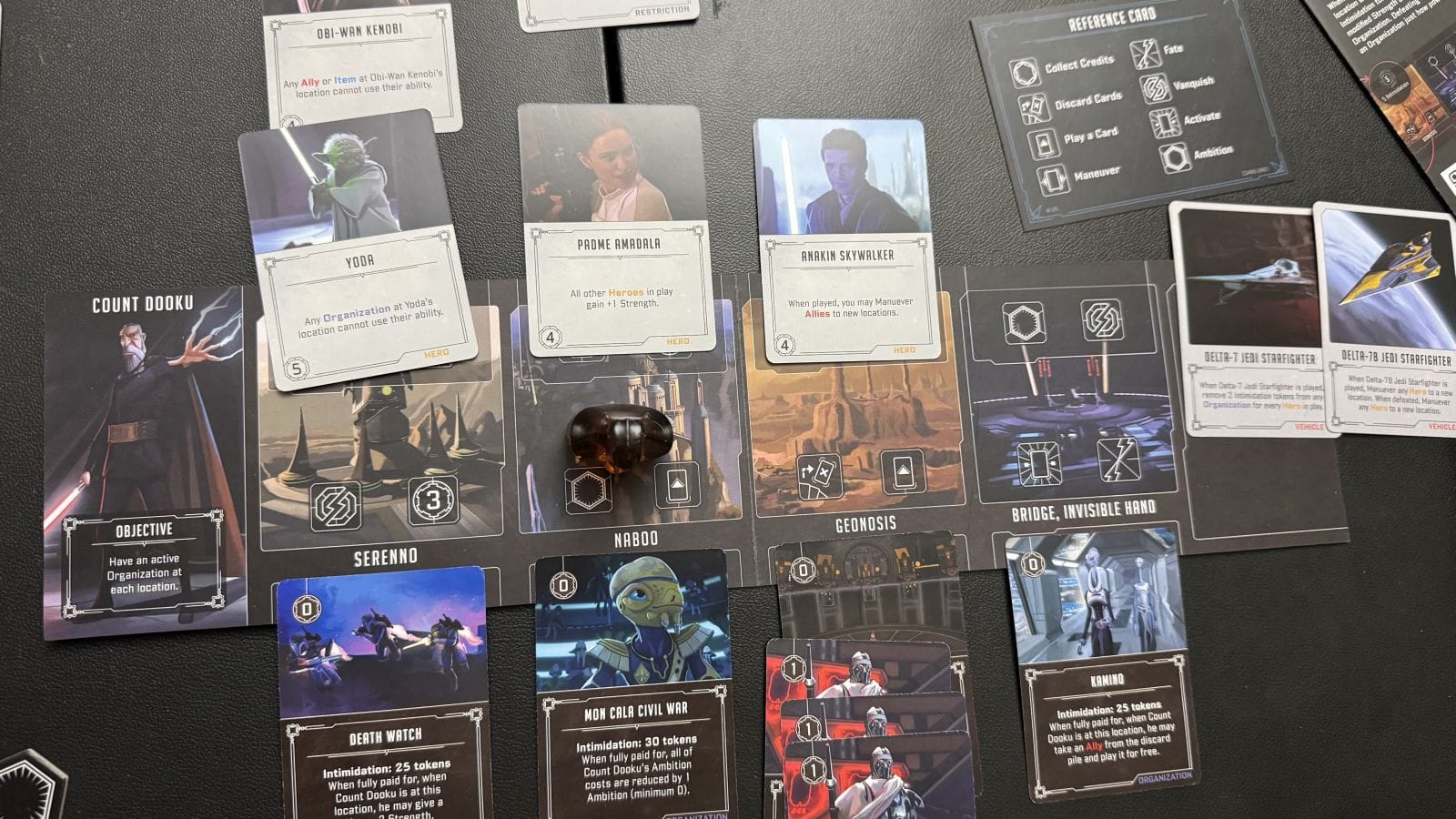 Count Dooku's player board mid game.