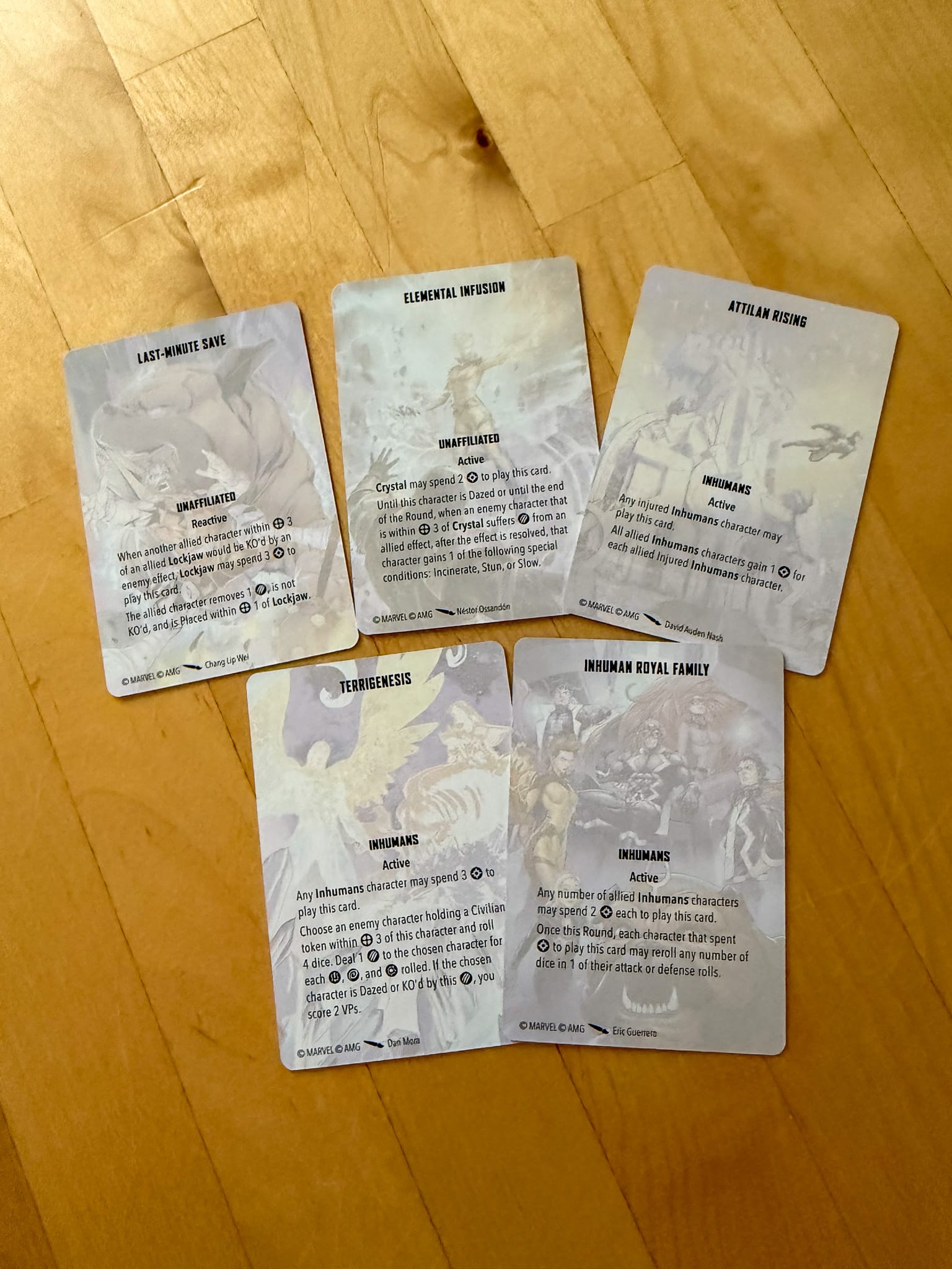 The Team tactics cards for the Inhumans Affiliation Pack