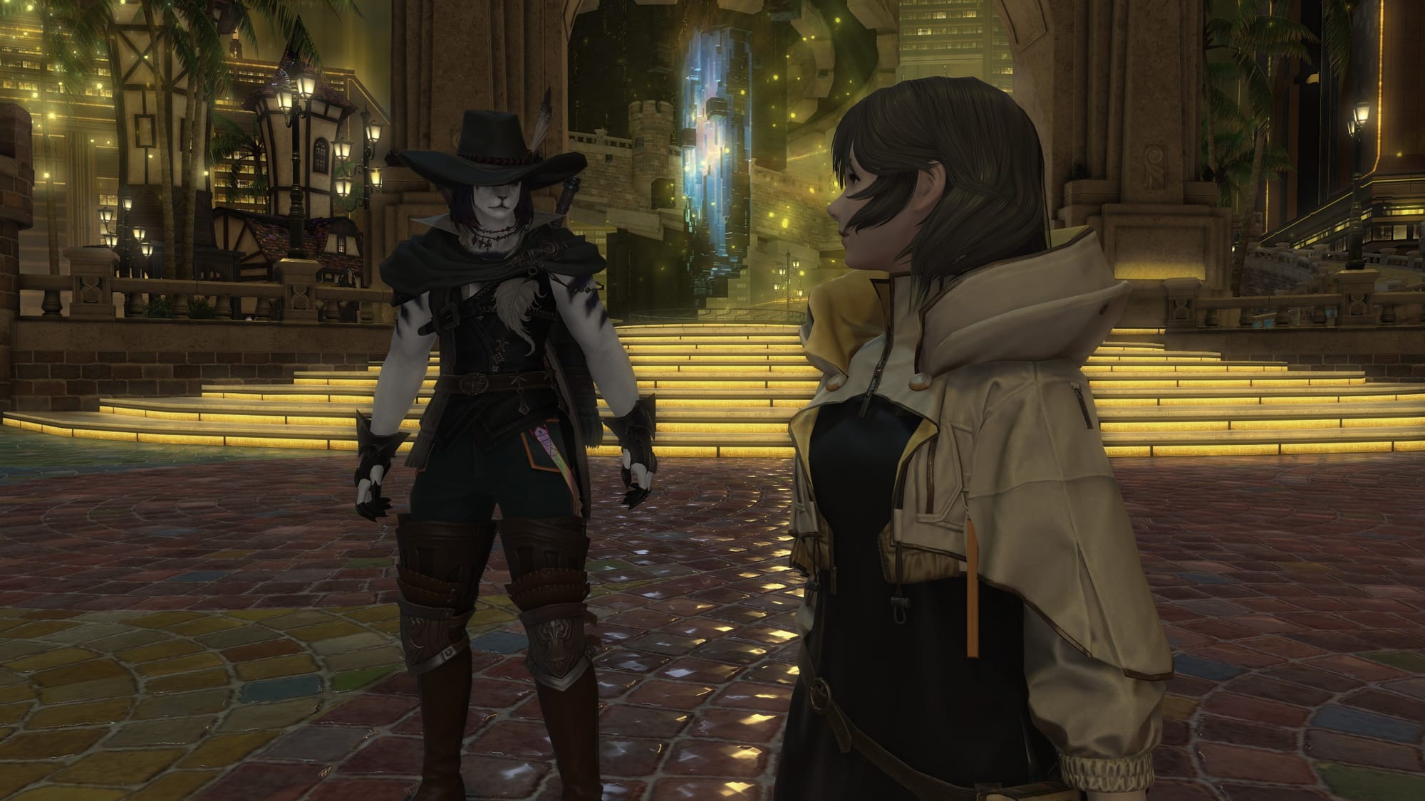 Sphene speaking to the Warrior of Light.