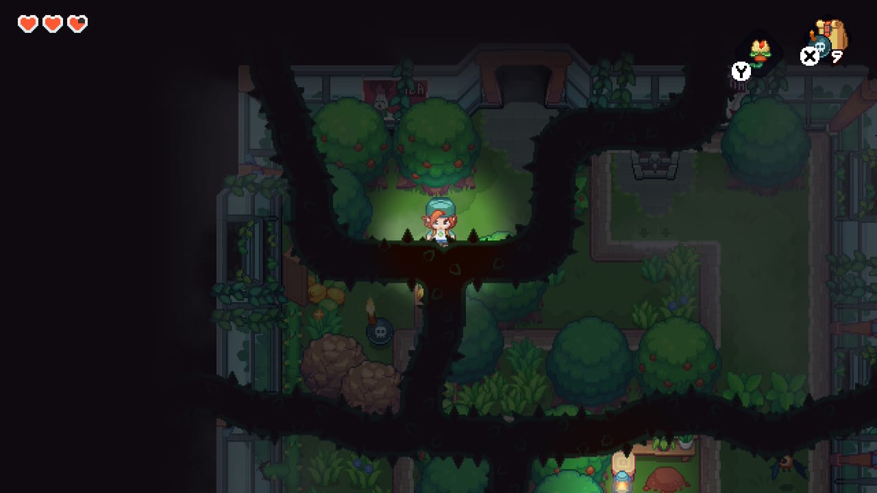 Blowing up a rock with a bomb in a dungeon. 