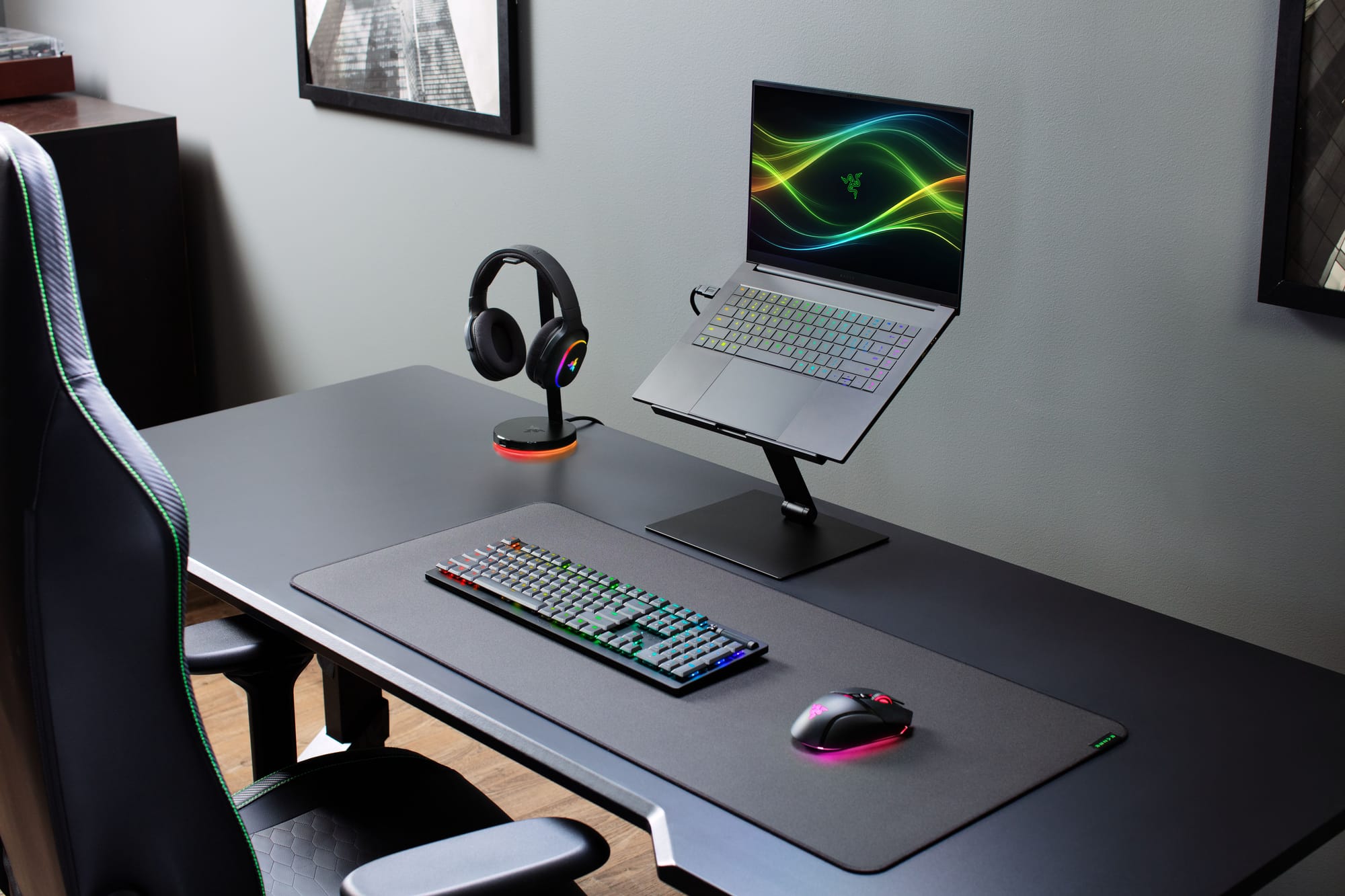 The Blade 16 elevated on a desk. 