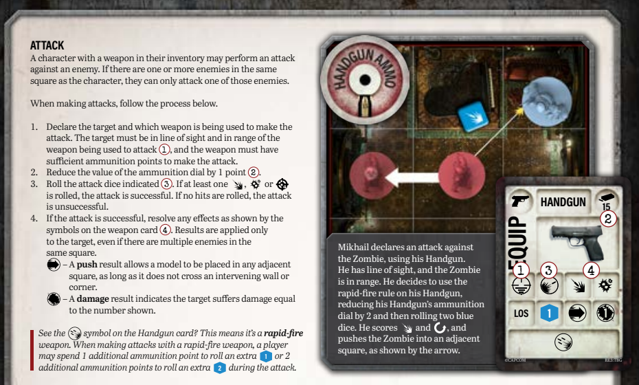Resident Evil 3: The Board Game Introduction Attack Rules