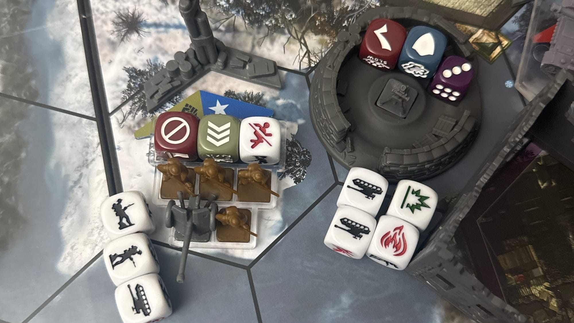 A British mortor and AT gun securing a capture point.