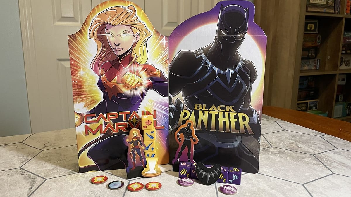 Marvel Dice Throne: Captain Marvel v Black Panther expansion review ⏤ Cosmic Cat battle