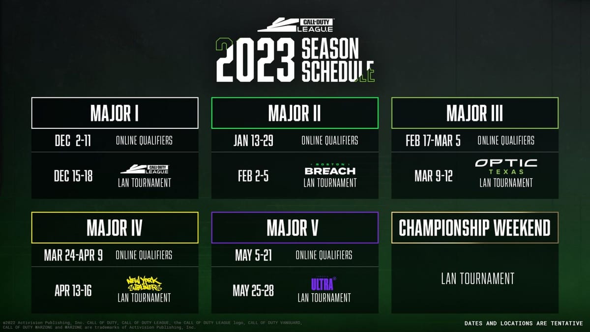 Call Of Duty League schedule announced, Major V heads north