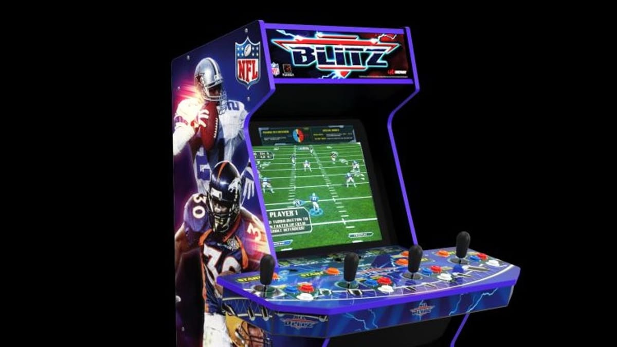 NFL Blitz is heading to a home near you courtesy of Arcade1Up, with three games, online play, 49-way joystick, a custom riser, light up marquee, and more