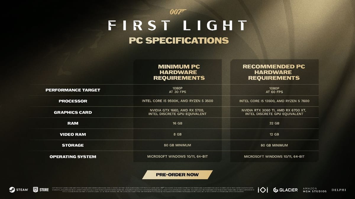NVIDIA partnership and PC specs revealed for 007 First Light