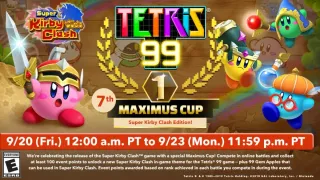 Get ready for a clash royale as Tetris 99 gets another Maximus Cup event this weekend with Super Kirby Clash