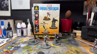 A photo of the Silk and Spider-Ham Marvel Crisis Protocol pack