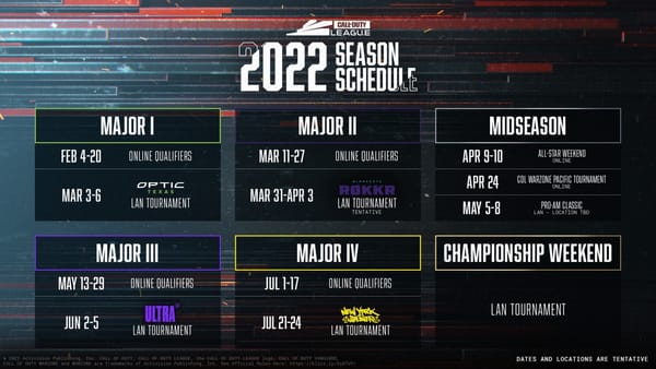 The Call of Duty League’s 2022 schedule has been announced