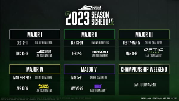 Call Of Duty League schedule announced, Major V heads north