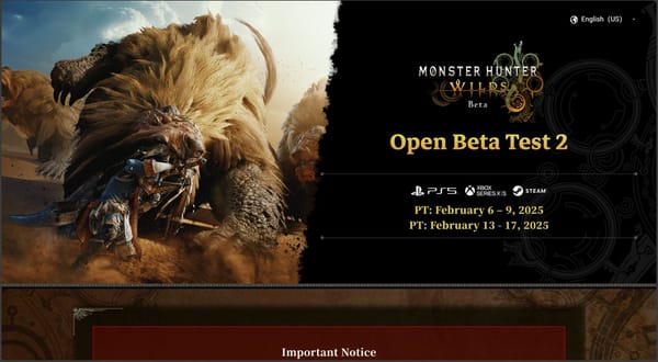 Capcom announces extension of Monster Hunter Wilds open beta test