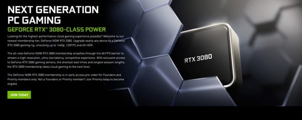 GeForce NOW RTX 3080 membership preorders are now open