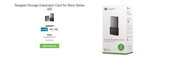 Seagate has added 512GB and 2TB capacity options for its storage expansion card for Xbox Series X|S