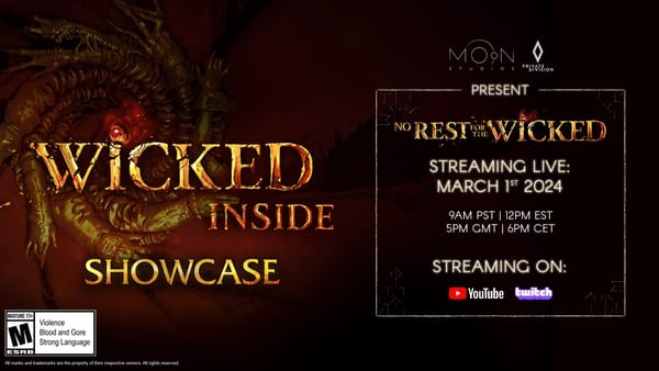 Join Moon Studios and Private Division as they showcase their upcoming action RPG No Rest for the Wicked and score a Twitch Drop