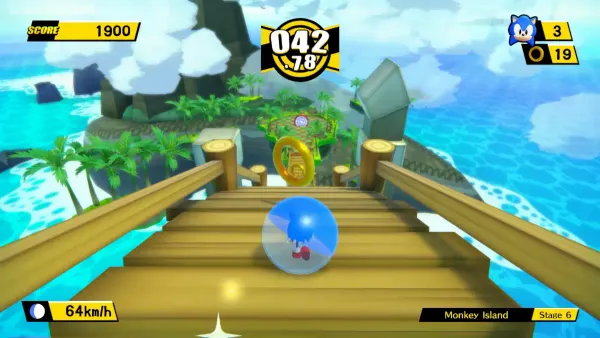 Play with speed and play dress-up with unlockable Sonic in Super Monkey Ball: Banana Blitz HD