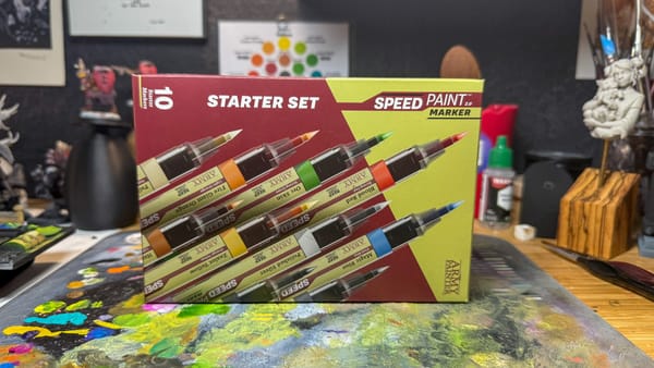 A photo of Army Painter Speedpaint Markers on a desk
