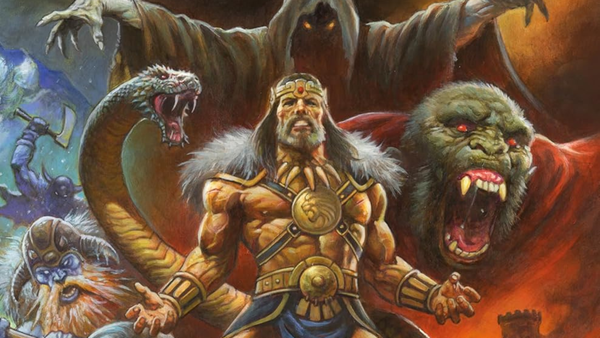 King Conan stands amongst the ghosts of his fast adventures on the cover of Conan the Barbarian #25 from Titan Comics