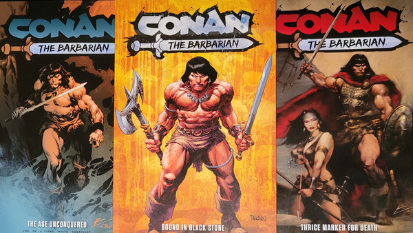 The three collected volumes included in Titan Comics's Conan the Barbarian: The Graphic Novel Collection