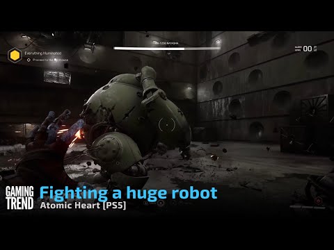 Fighting a huge robot (Natasha) in Atomic Heart on PS5 [Gaming Trend]