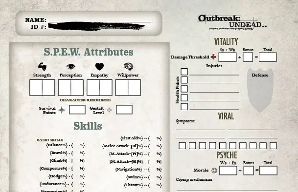 outbreak undead character sheet pdf