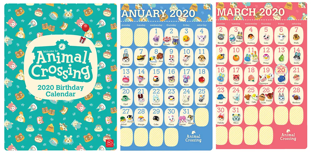 Animal Crossing Birthday Calendar 