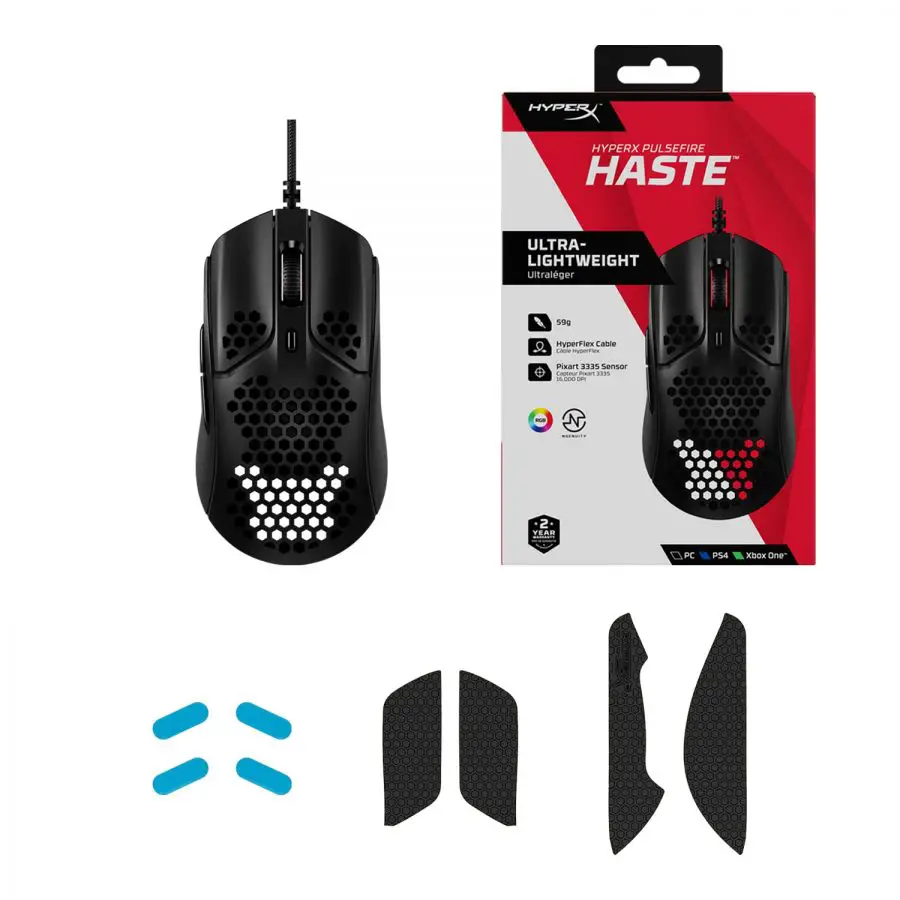 HyperX Pulsefire Haste Ultra-Light Gaming Mouse, Black/Red