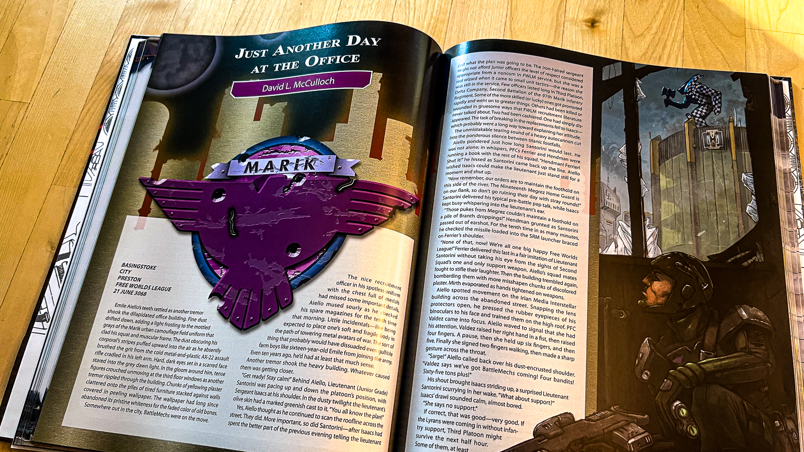 A photo of the Battletech book detailing a story