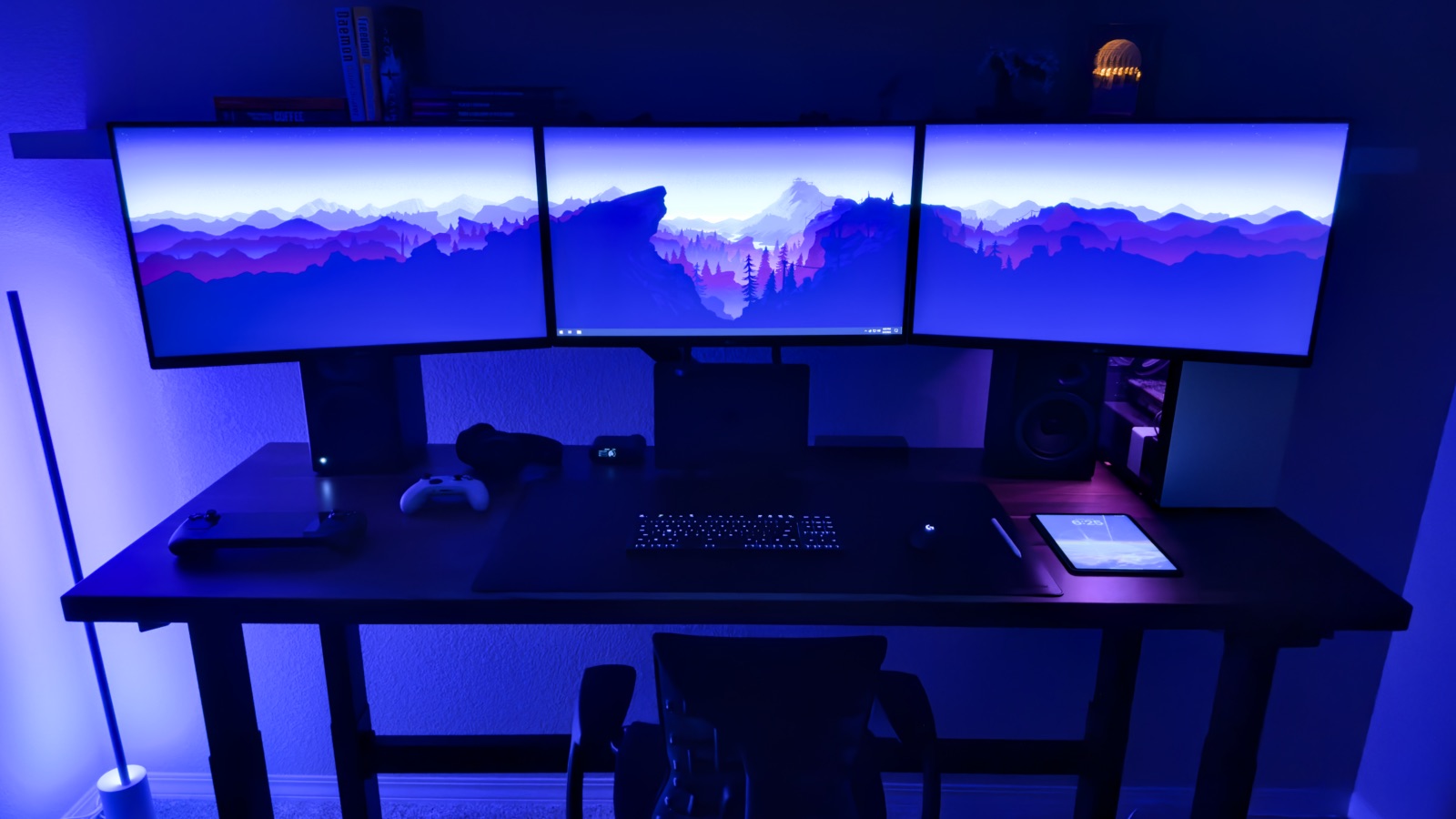 Gaming setup with RGB lighting